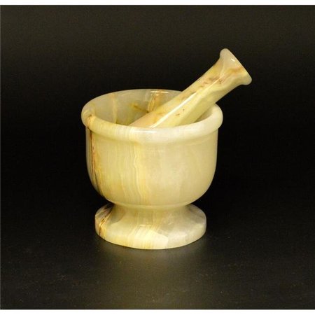 MARBLE CRAFTER Marble Crafter MO97C-LG 5 in. Modern Style Mortar & Pestle Set; Light Green Onyx MO97C-LG